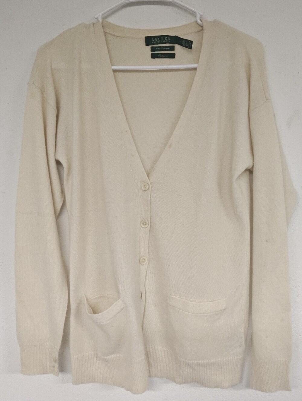 Lauren Ralph Lauren Exclusive 100% Cashmere Cardigan Women’s S Cream Ivory